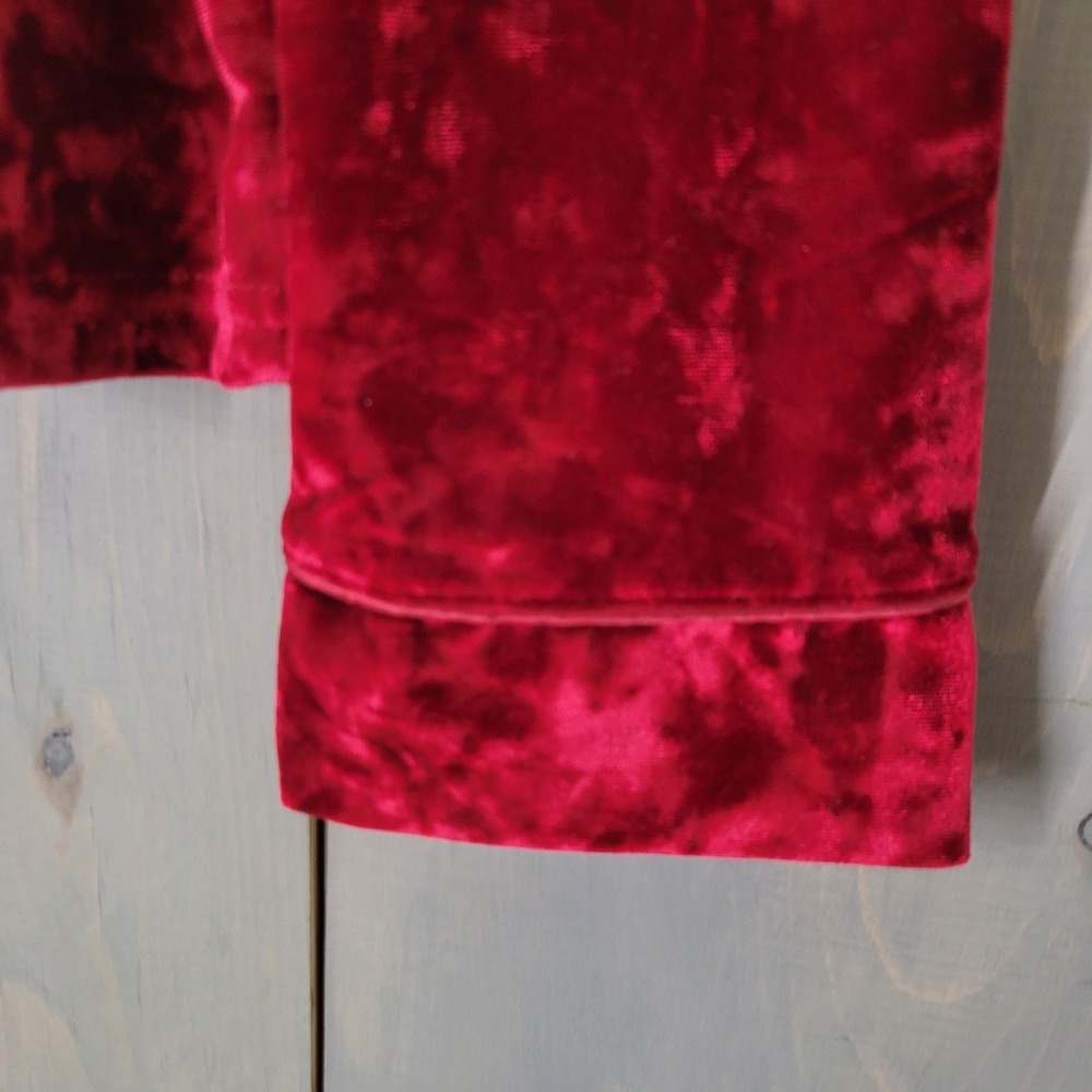 Lord & Taylor Pajama Top Womens Large Red Crushed Velvet Button Down Long Sleeve - Picture 3 of 8